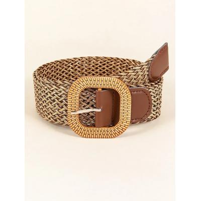 Women's Wide Belt Date Office Khaki Belt Pure Color