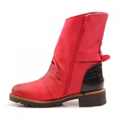 Red leather boots