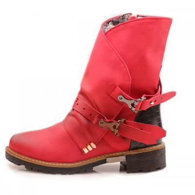 Red leather boots